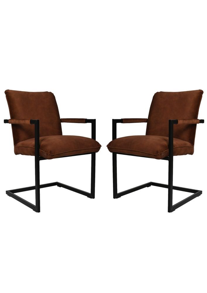 Dining room chair Boston brown velours metal set of 2 Global Furniture